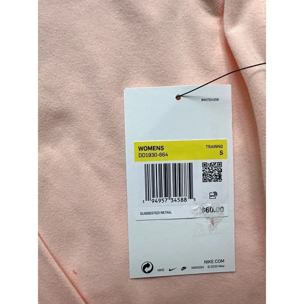 NWT Nike Yoga Hoodie Womens Jersey Cropped Long Sleeve Washed Coral Pink SIZE S